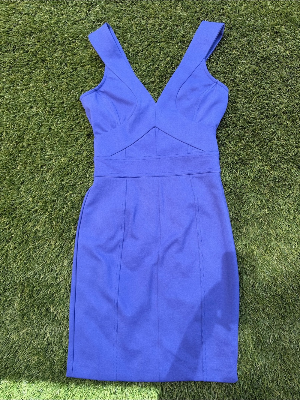 Ted Baker One-Shoulder Cobalt Blue Bodycon Dress with Front Zip